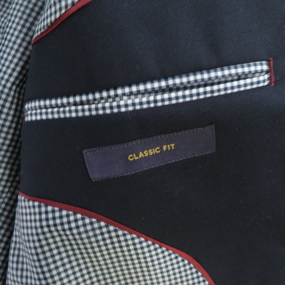 Stafford Blazer Sport Jacket Coat Mens 42R Blue Wool Polyester Gold Buttons - Picture 5 of 13